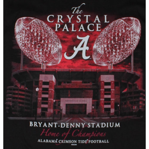 Home Of The Champions The Crystal Palace Weezabi Alabama Crimson Tide Black T-Shirt