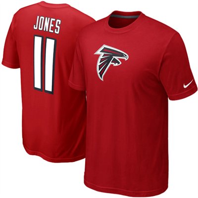 Men's Julio Jones #11 Atlanta Falcons Logo With Name And Number Red T-Shirt