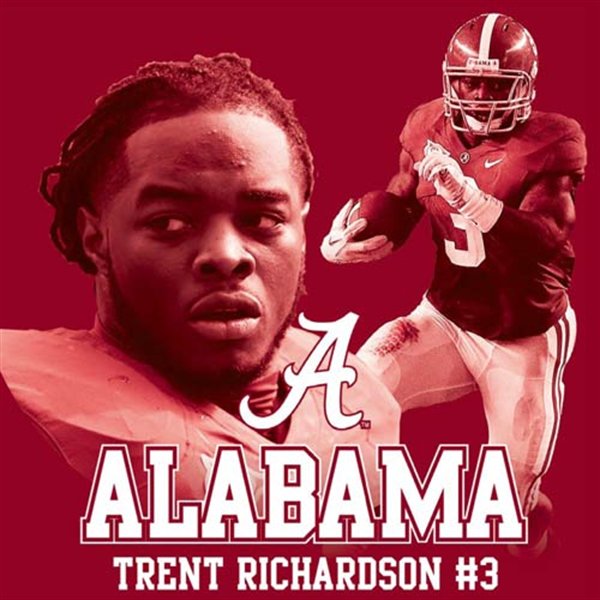 #3 Trent Richardson Alabama Crimson Tide Career Stats T-Shirt Front