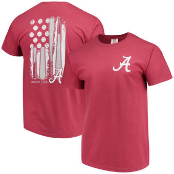 Alabama Crimson Tide Comfort Colors T-Shirt - Flag Baseball Design Crimson Color