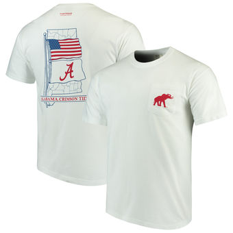 Alabama Crimson Tide Comfort Colors White T-Shirt - USA Flag - Allegiance