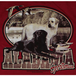Alabama Crimson Tide Football T-Shirts - Alabama Sportsman - Lab Dogs & Ducks