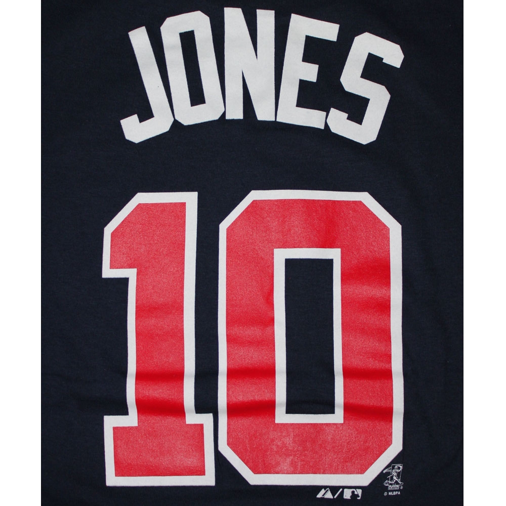 Majestic Atlanta Braves #10 Chipper Jones Navy Player Name And Number T-Shirt