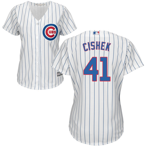 Steve Cishek 41 Chicago Cubs Majestic Womens Home Cool Base Custom Jersey - White