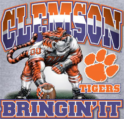 Clemson Tigers Football T-Shirts - Bringin It - Three Point Stance