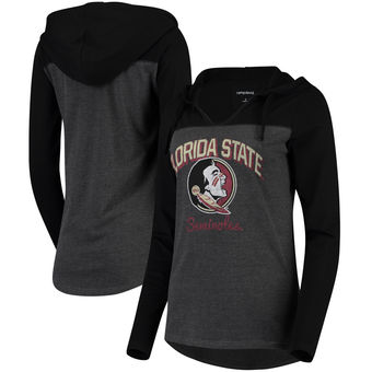 Cute FSU Shirts - Knockout Colorblock Hooded Long Sleeve T-Shirt - Charcoal