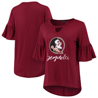 Cute FSU Shirts - Women's Tri-Blend Ruffle 3/4 Sleeve - Garnet