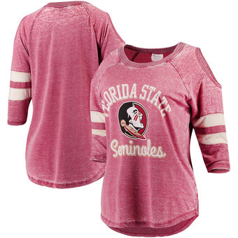 Cute FSU Shirts - Women's Vintage Wash Raglan 3/4 Sleeve - Garnet