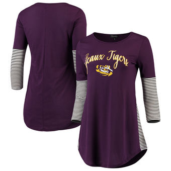 Cute LSU Shirts - Stripes Tunic Tri-Blend Shirt LSU Tigers Color Purple