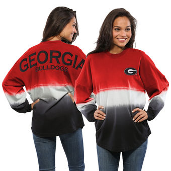 Cute UGA Shirt - Dip-Dyed Spirit Jersey - Women's Ombre Long Sleeve - Georgia Bulldogs