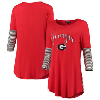 Cute UGA Shirt - Women's Tunic Tri-Blend With Stripes - Georgia Bulldogs