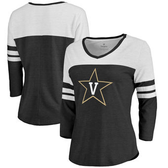 Cute Vanderbilt Shirts - Vandy Tri-Blend Block 3/4 Sleeve Color Black