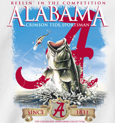 Alabama Crimson Tide Football T-Shirts - Reelin In The Competition - Fishing Tee