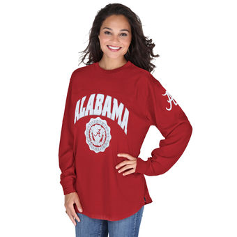 Cute Alabama Shirts - Alabama Crimson Tide Pressbox Women's Edith Long Sleeve Oversized Top - Crimson