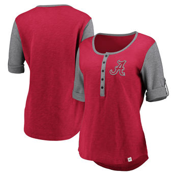Cute Alabama Shirts - Alabama Crimson Tide Fanatics Branded Women's True Classics Henley T-Shirt - Crimson/Heathered Gray