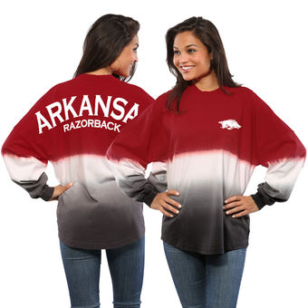 Cute Arkansas Shirts - Dip-Dyed Spirit Jersey Ombre Long Sleeve Color Cardinal