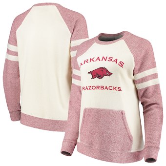 Cute Arkansas Shirts - Cozy Crew Raglan Sweatshirt Oversized Color Cream/Garnet