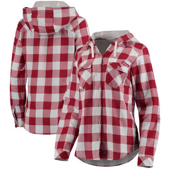 Cute Arkansas Shirts - Button-Up Two Plaid Hooded Long Sleeve By Columbia Color Cardinal/White