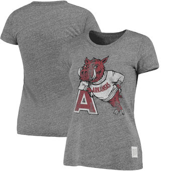 Cute Arkansas Shirts - Tri-Blend Crew Neck T-Shirt By Retro Brand Color Heathered Gray