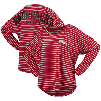 Cute Arkansas Shirts - Striped Spirit Jersey Long Sleeve Arkansas Razorbacks Color Cardinal