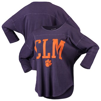Cute Clemson Shirts - Tigers Striped Jersey Codes CLM Vintage 3/4 Sleeve Color Purple