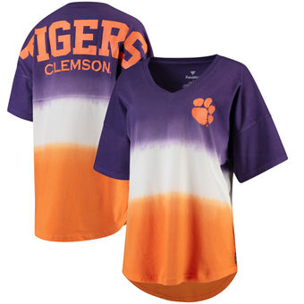 Cute Clemson Shirts - Tigers Spirit Jersey V-Neck Ombre Color Purple/Orange