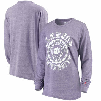 Cute Clemson Shirts - Tigers Long Sleeve Tri-Blend Oversized Color Purple