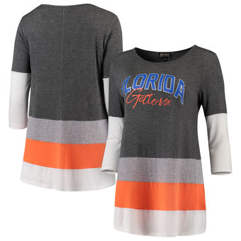 Cute Florida Gator Shirts - Block Party Color Blocked Drapey Long Sleeve Tri-Blend Tunic Shirt