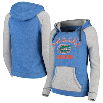 Cute Florida Gator Shirts - Horizon Comfy Knit Terry Hoodie Color Heathered Royal/Gray