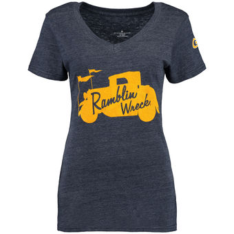 Cute Georgia Tech Shirts - GA Tech Ramblin Wreck V-Neck Tri-Blend Color Navy