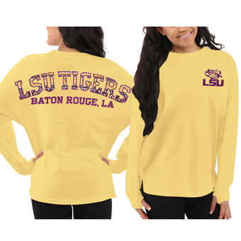 Cute LSU Shirts - Aztec Sweeper Long Sleeve Oversized Top By Pressbox Color Yellow