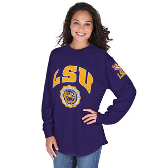 Cute LSU Shirts - Edith Long Sleeve Oversized Top By Pressbox LSU Tigers Color Purple