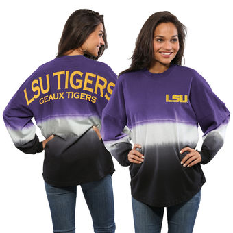 Cute LSU Shirts - Dip-Dyed Spirit Jersey LSU Tigers Ombre Long Sleeve Color Purple