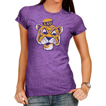 Cute LSU Shirts - Retro Brand Crew Neck T-Shirt Tri-Blend LSU Tigers Color Heathered Purple