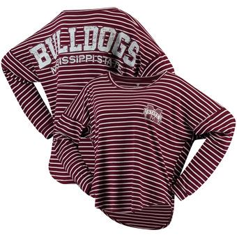 Cute Mississippi State Shirts - Bulldogs Long Sleeve Spirit Jersey Striped Color Maroon