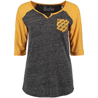 Cute Mizzou Shirts - Tigers 3/4 Sleeve Raglan Baja Pocket Color Black/Gold