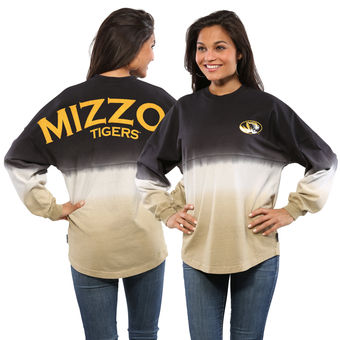 Cute Mizzou Shirts - Tigers Long Sleeve Spirit Jersey Dip-Dyed Color Black