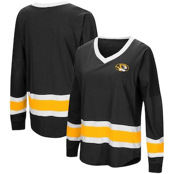 Cute Mizzou Shirts - Tigers V-Neck Long Sleeve Marquee Oversized Top Color Black