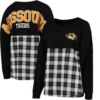 Cute Mizzou Shirts - Tigers Long Sleeve Pom Pom Plaid Color Black