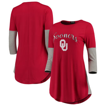 Cute Oklahoma Shirts - Sooners Tri-Blend Stripes Tunic Color Crimson