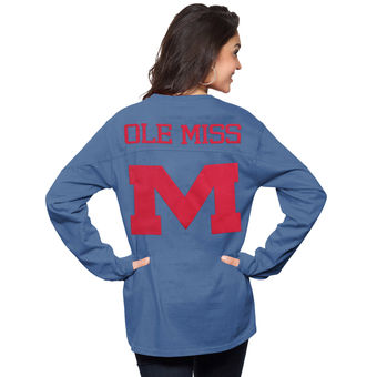 Cute Ole Miss Rebels Pressbox Women's The Big Shirt Oversized Long Sleeve T-Shirt - Navy