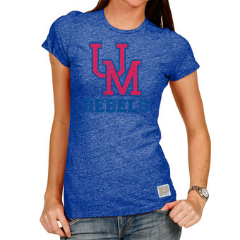 Cute Ole Miss Rebels Original Retro Brand Women's Tri-Blend Crew Neck T-Shirt - Heathered Royal