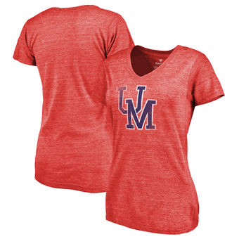 Cute Ole Miss Rebels Women's College Vault Primary Logo Tri-Blend V-Neck T-Shirt - Red
