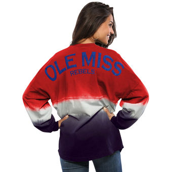 Cute Ole Miss Rebels Women's Ombre Spirit Jersey Long Sleeve T-Shirt - Red