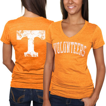 Cute Tennessee Shirts - Tennessee Volunteers Slab Serif Tri-Blend V-Neck T-Shirt