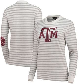 Cute Texas A&M Shirts - Aggies Elbow Patch Striped Long Sleeve T-Shirt