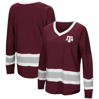 Cute Texas A&M Shirts - Aggies Marquee Players Oversized Long Sleeve V-Neck Top