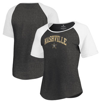 Cute Vanderbilt Shirts - Vandy Tri-Blend Raglan Arched City Nashville Color Black