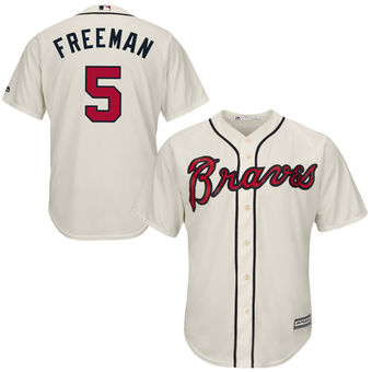 Freddie Freeman 5 Atlanta Braves Majestic Cool Base Player Jersey - Tan