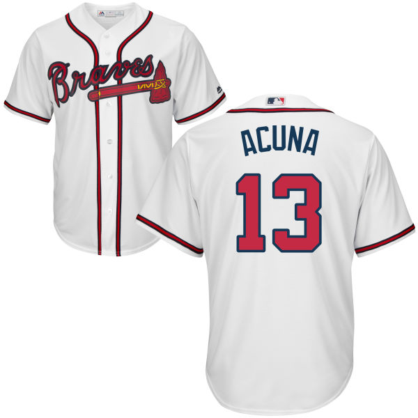 Ronald Acuna Jr 13 Atlanta Braves Majestic Cool Base Custom Jersey - Navy